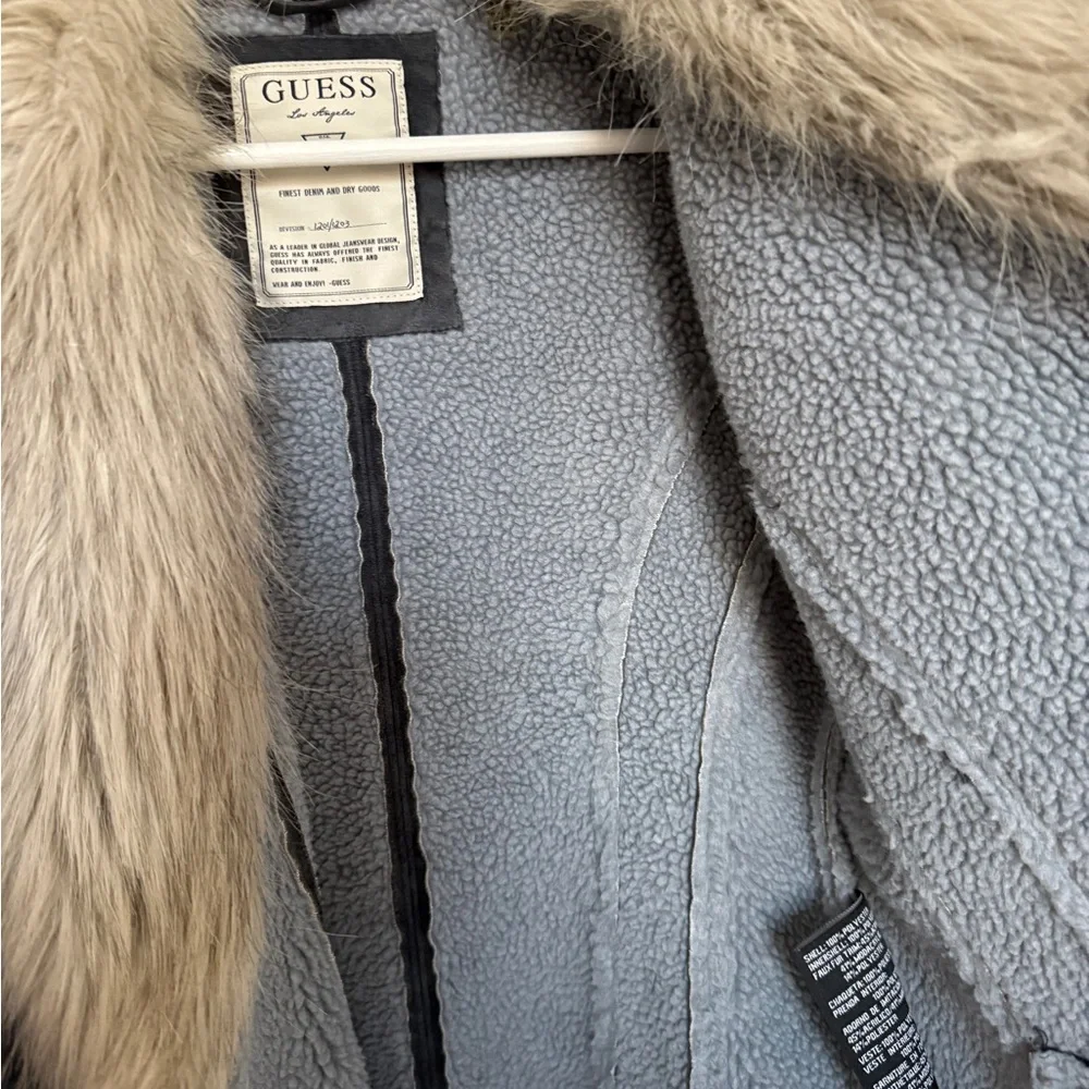 GUESS Women's Gray Faux Fur Collar Jacket | Size M - Picture 7 of 12